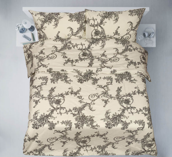 Paskutiniai vienetai rankų darbo medvilninio patalynės komplekto | Baroque Ivory