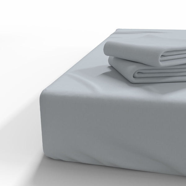 Käsitööna valmistatud kummiga puuvillane voodilina | Glacier Gray