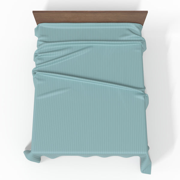 Handmade Luxurious Premium Striped Satin Cotton Flat Sheet | Aquifer