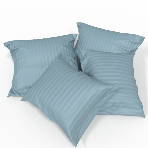 Handmade Luxurious Premium Striped Satin Cotton Pillowcase | Stone Blue