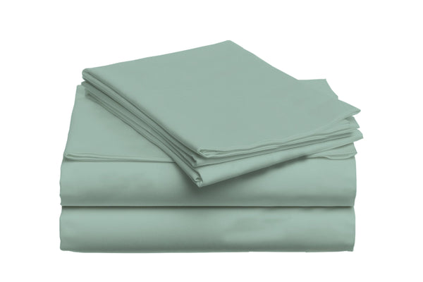Handmade Luxurious Premium Satin Cotton Flat Sheet | Blue Surf