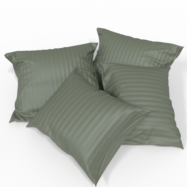 Handmade Luxurious Premium Striped Satin Cotton Pillowcase | Olivine