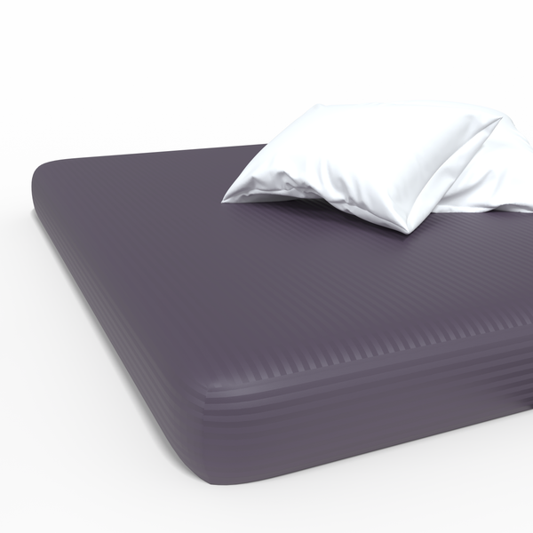 Handmade luxury Premium striped satin cotton sheet with elastic | Sweet Grape
