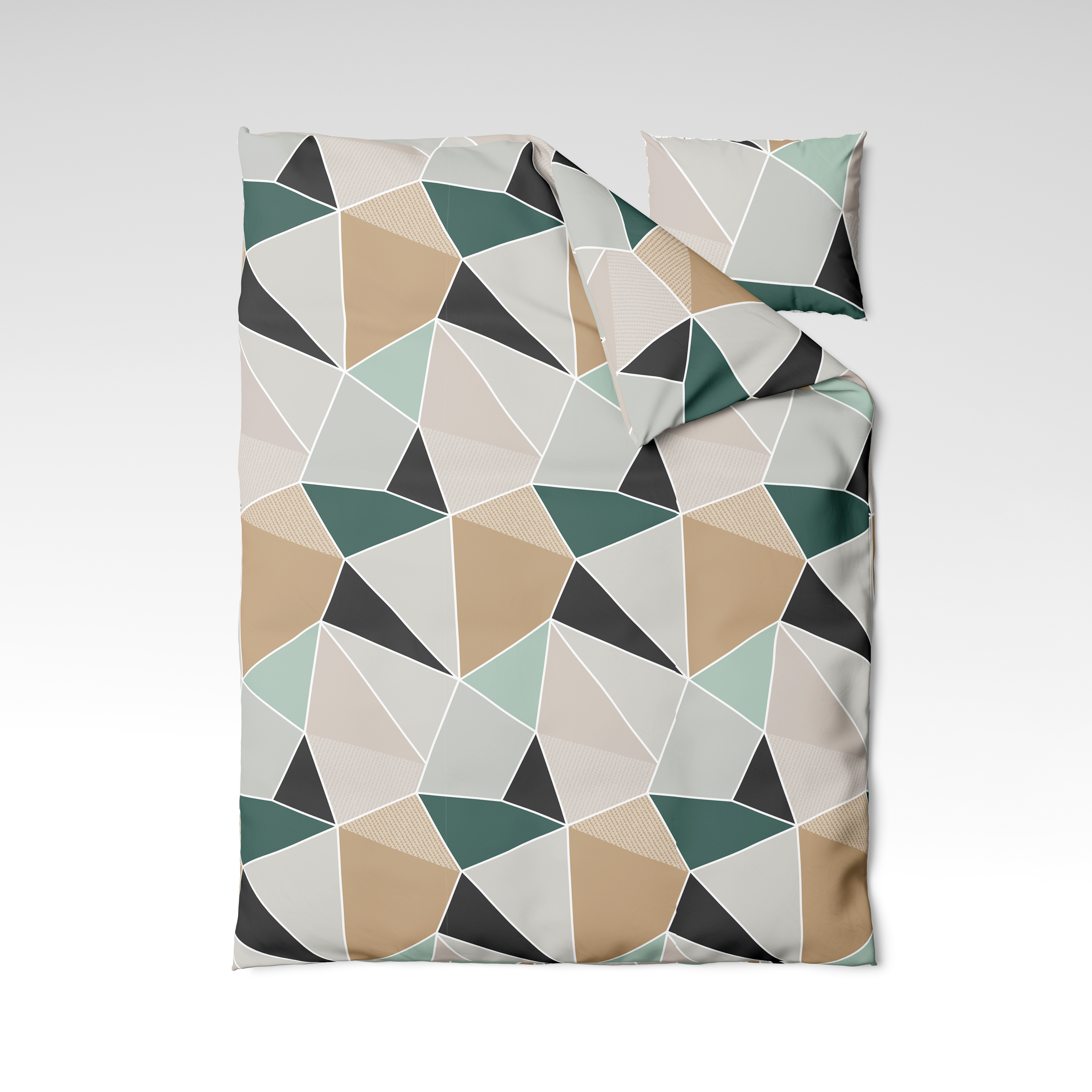 Ручной работы комплект постельного белья из хлопка | Mosaic Green