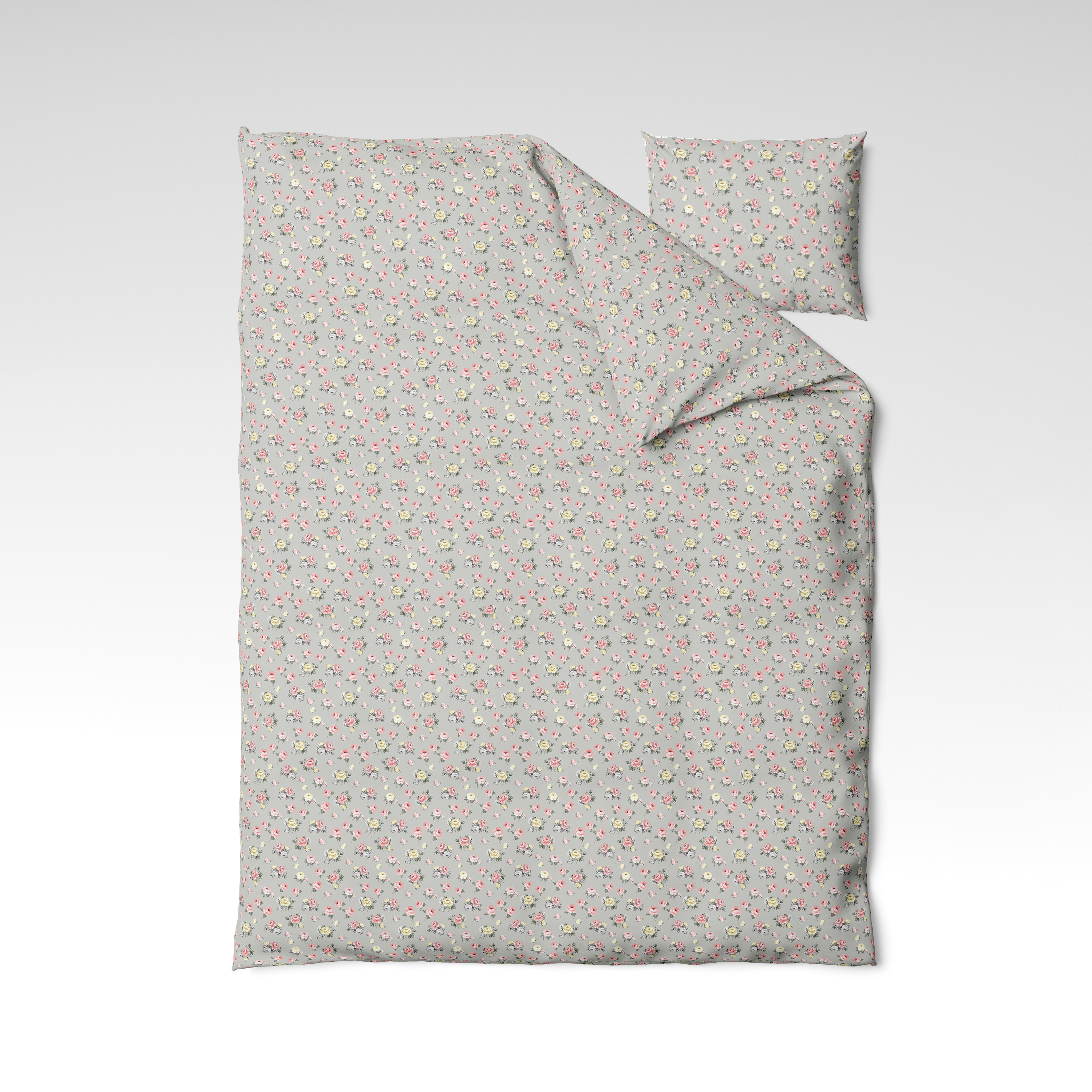 Mustriline puuvillane kangas | Rosebud Grey