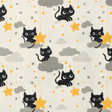 Raštuotas medvilninis audinys | Starlight Kittens