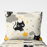 Handmade cotton pillowcase | Starlight Kittens