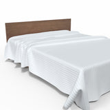 Handmade Luxurious Premium Striped Satin Cotton Flat Sheet | White